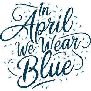 in April We Wear Blue Quote Wall Decal Wall Dcor Vinyl Sticker Size: 26 x 26