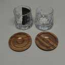 BOLESTA Whiskey Glasses Set of 2, Rotatable Tumbler Crystal Glass Cups, Drinking Glasses with 2Pcs Creative Walnut Coasters and Gift Box - for Scotch,Bourbon,Cocktails