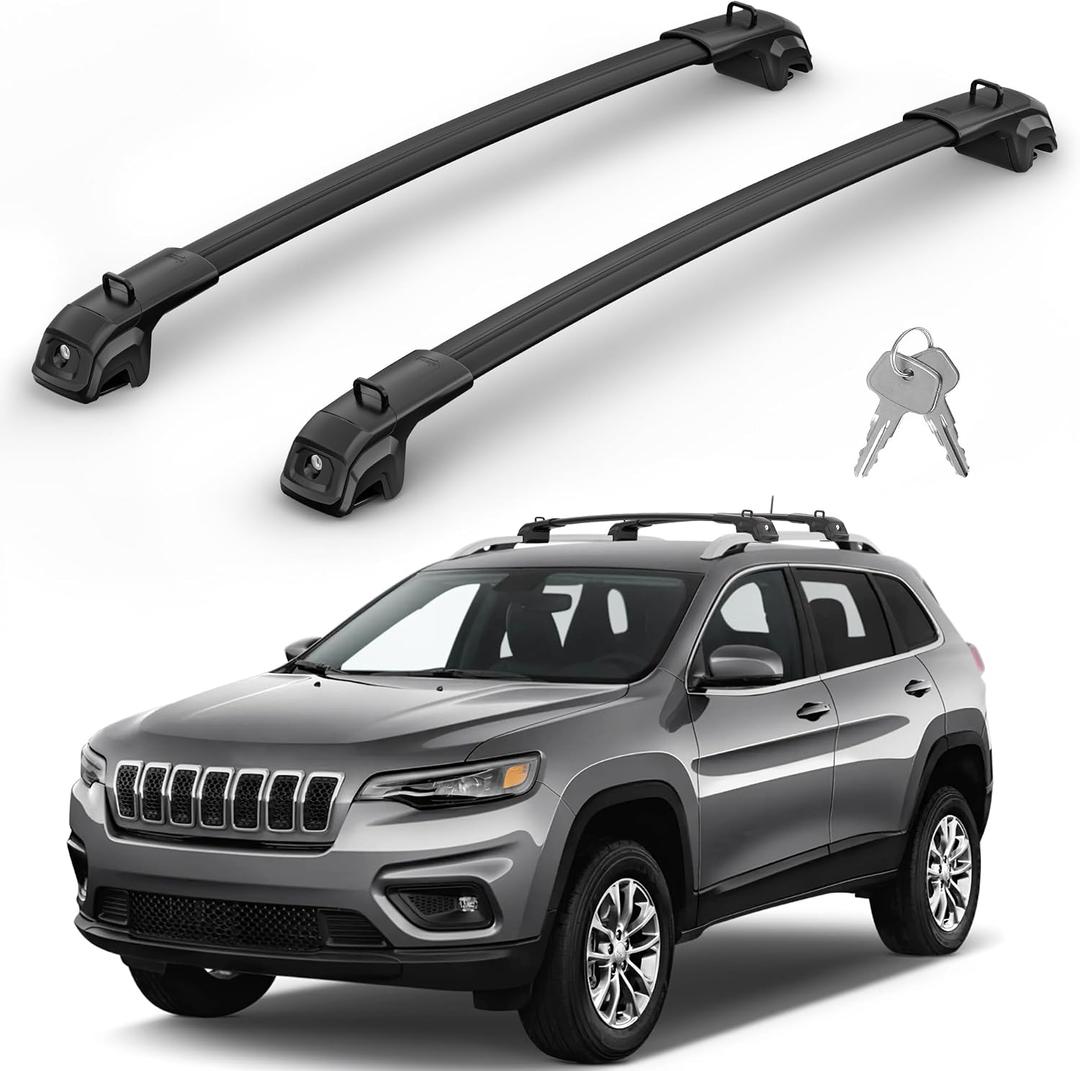 330Lbs Roof Rack Cross Bars Compatible with Jeep Cherokee 2014-2023, Heavy Duty Top-Mount Aluminum Roof Rails Crossbars Rooftop Luggage Racks Cargo Carrier