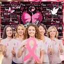 MEHOFOND Breast Cancer Awareness Black Pink Backdrop Pink Ribbon Party Banner Love Hope Faith Strength Home Office Party October Breast Cancer Month Decorations 5.9x3.6ft