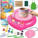 Pottery Wheel for Kids Complete DIY Pottery Painting Kit, Arts and Crafts for Kids Ages 8-12 with 3 Air-Dry Clay Packs and Tools, Art Supplies Toys Birthday Easter Gift for Boys Girls 6+ Years Old