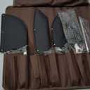 Purple Dragon Butcher Knife Set, 9 Pcs Chef Knife Set - Hand Forged Serbian Chef Knife Meat Cleaver Boning Viking Knives, Kitchen Knives Set with Roll Bag for Home Cooking, Outdoor Camping, BBQ