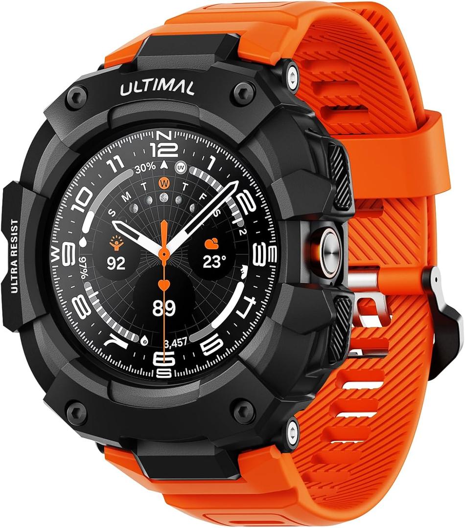 ULTIMAL Bands Compatible with Samsung Galaxy Watch Ultra 47mm band with case for Men, Rugged Sports Case Protective for Galaxy Watch Ultra (2025/2024) Orange