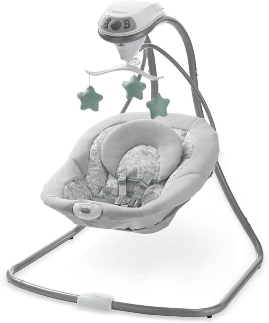 Graco Simple Sway Baby Swing, SidetoSide Motion, Infant Swing with 6 Speeds, Vibration, Ivy