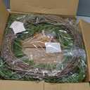 Christmas Wreath -24 Inch Real Touch Norfolk Pine Wreath for Front Door, Christmas Wreath with Lights, Greenery Wreath with Ribbon Bell for Home Table Wall Window Indoor Outdoor Christmas Decoration