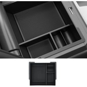 Center Console Organizer Box Compatible with 2025 2026 Toyota 4Runner Armrest Cubby Drawer ABS Storage Box with Silicone Pads for 4 Runner Accessories
