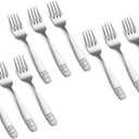 Pimoys 9 Pieces Toddler Forks Kids Fork, Kids Silverware Stainless Steel Childrens Safe Flatware Metal Baby Utensils Set Small Forks for Self Feeding, Dishwasher Safe