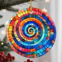 Christmas Ornaments, 2.8 Inch Ceramic Hanging Ornament, Christmas Tree Ornaments, Xmas Decorations, Holiday Decorations, Gifts for Art Lovers, Holiday Party Gifts, and Xmas Gift Ideas - Rainbow Spiral