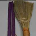 Vietnamese Straw Soft Broom - Sweeping Broom with Purple Wooden Handle for Cleaning, Decoration, Wedding with 45.28inch Length