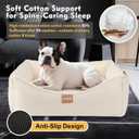 Calming Dog Bed for Medium Dogs,All-Season Leather,Non-Slip One-Key Detachable Washable Dog Bed for Small Dogs Cat Pet Beds with Sides and Cover (White, Medium)