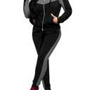 Bealin Women's Jogging Sets 80s 90s Two Piece Outfits Sweatsuit Long Sleeve Zip Tops and Sweatpants Workout Tracksuit Sets Black Grey L