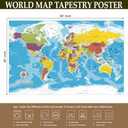 PARTH IMPEX Large World Map for Wall - 36" x 56" Huge Educational Learning Poster for Classroom, Washable Fabric Tapestry, Aesthetic School Supplies, Hanging Banner for Travel Room Decor