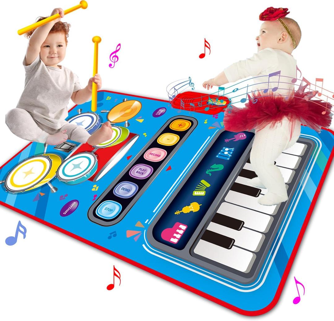 Baby Toys for 1 Year Old,Baby Musical Mat Toddler Toys Age 1-2,3 in 1 Piano Drum Babies Play Mat -Baby Music Toy 12-18 Months Babies Birthday Gifts for 1 2 3 Year Old Boys Girls