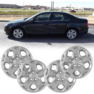 17" Hubcaps Wheel Covers for 2010-2012 Ford Fusion, ABS Hubcap Replacement for 10-12 Fusion Set of 4, 17 inch Sliver (Silver)