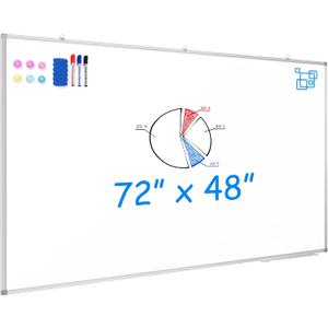 Maxtek White Board Dry Erase 72 x 48, Magnetic Dry Erase Whiteboard for Wall 6' x 4' Wall-Mounted Aluminum Frame Versatile Presentation Marker Board with a Long Pen Tray for Classroom, Office & Home