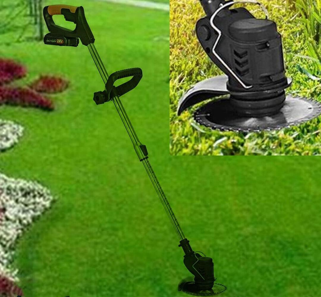 800W 24V Electric Lawn Mower Cordless Weed Brush Cutter Grass Mower Pruning Trimmer Garden Adjustable Height Weed Eater Tool for Garden and Yard Rechargeable