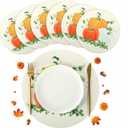 6 Pcs Leather Fall Pumpkin Round Placemats 13 Inch Washable Thanksgiving Pumpkin Place Mats Set of 6 Table Mats for Party Kitchen Dining Table Indoor Outdoor Decoration Gift