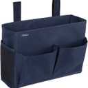 Surblue Bedside Caddy Hanging Organizer Storage Bag Pocket for Bunk, Hospital, College Dorm Rooms, Baby Bed Rails, Camp - 4 Pockets, 2 Hooks (Blue) (Small)