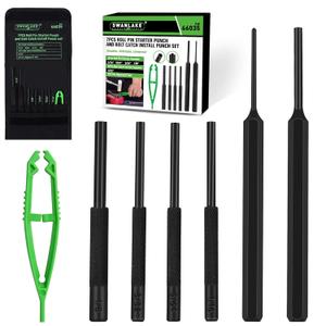 7-Piece Premium Roll Pin Starter Punch and Install Punch Set - 1/16, 5/64, 3/32, 1/8-inch