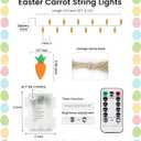 YIQU Easter Decoration String Lights, 10FT 12LED Indoor Carrot Mantel Garland Battery Operated with Remote Timer 8 Modes, Hemp Rope Banner for Fireplace Table Wall Spring Party Indoor Outdoor Decor