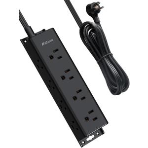Surge Protector Power Strip - 12 Widely Spaced Multi Outlets, Wall Mount, 3 Side Outlet Extender with Extension Cord, Flat Plug, Overload Protection, Home Office Dorm Room Essentials (5FT, Black)