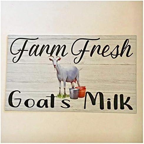 Metal Sign Goats Farm Fresh Milk Wall Plaque Iron Painting 8x12 Inches (style-0001)