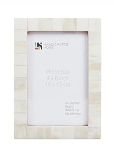 Handicrafts Home White 4x6 Picture Frame for Christmas Decor & Holiday Gifting Handmade Photo Frame for Farmhouse Wall Decor, Boho Shelf Styling, Vintage Bone inlay Frames Picture, Shelf Styling