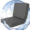 Favoyard Outdoor Deep Seat Cushion Set, 22 x 22 Inch Rainproof & 3-Year Fade Resistant Patio Furniture Cushions, Removable Seat Bottom & Back Cushion covers with Ties for Chair, Sofa, Couch, Dark Grey