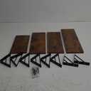 BAYKA Wall Shelves for Bedroom Decor, Floating Shelves for Wall Living Room Kitchen Storage, Mounted Rustic Wood Floating Shelves for Kids Books, Corner Shelf for Bathroom(Rustic BrownSet of 4) (Rustic Brown Board & Black Brackets)