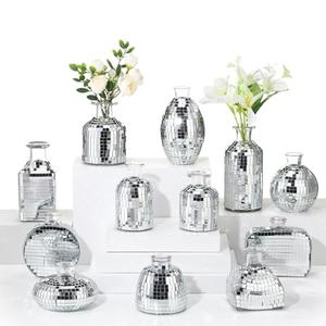 RimCereal 12 Pcs Mini Disco Ball Vase Bulk Glass Disco Ball Flower Vase Disco Ball Decorations for Party Wedding Birthday Home Bedroom Kitchen Office