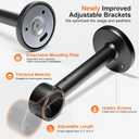 Heavy Duty Extra Long Curtain Rods 144-240 Inches, Adjustable for 12-20ft Large Windows & Sliding Doors - 1 Thick Metal Reinforced Brackets, Black Curtain Drapery Rod for Living Room Outdoor Patio