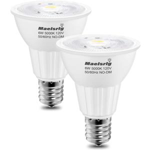 E17 LED Bulb 6W(60 Watt Equivalent), Intermediate Base Spotlight Bulb, Daylight White 5000K, 600 Lumen, E17 Reflector R14 Bulb for Curio Cabinet, Non-Dimmable, Pack of 2