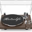 Turntable Record Player Wireless Output Vinyl Players Aluminium Platter and Tonearm Belt-Drive LP Turntables 33 45 RPM Phono Audio AT-3600L MM Cartridge RCA Line USB Digital to PC Recording Dark Brown