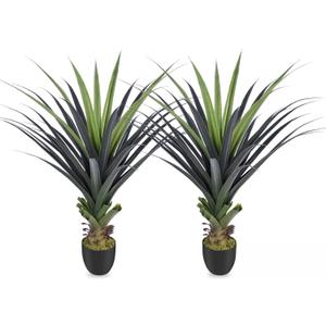 4ft Artificial Spiked Agave Plant, 48inch Faux Agave Plants Indoor Realistic Floor Plant Perfect for Front Porch, Patio, Indoor Outdoor Home, Office Decor (Set of 2)