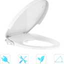 Bidet Toilet Seat for Elongated Toilet, Dual Nozzle Self-Cleaning PP Bidet Attachment, Non-Electric Feminine Hygiene Toilet Seat Cover for Women, Easy Install, White, 19 Inch