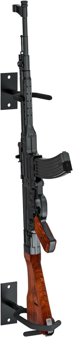 Gun Rack Wall Mount, Indoor Metal Shotgun Stand Rack Indoor, Adjustable Rifle Storage Holder with Soft Padding, Vertical Gun Display