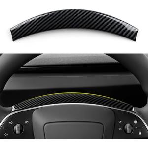 for Tesla Model 3 Highland 2024 2025 2026 Model Y Juniper 2025 2026 Accessories Car Steering Wheel Trim Carbon Style ABS Decal Sticker (Style B)