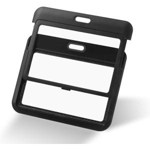 Horizontal Sliding ID Badge Holder- Hard Plastic Card Case, Protector Pouch with Double-Sided Window for Office School ID Credit Cards, Proximity Key Cards, Driver's Licenses(10 Pack,Black)