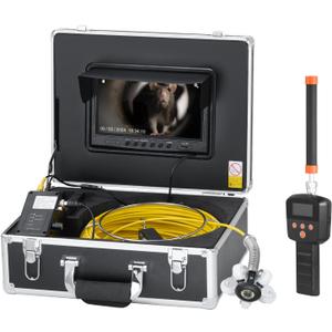 VEVOR Sewer Camera with 512Hz Locator, 165 ft/50 m, 9" Drain Inspection Camera with Self-Leveling, 36X Zoom, Plumbing Cameras with Lights-12 LED, 32GB Card, IP68 Waterproof Snake Cameras for Duct Pipe