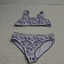 Women's 2 Piece Floral Print Bikini Set Y2K Tankini Set Boho High Waist Swimsuit Full Coverage Bathing Suit Beachwear (Large, Blue)