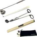 Candle Wick Trimmer Cutter Snuffer Arc Lighter Set Candle Care Kit Electric Plasma USB Rechargeable Long Windproof Lighter Candlesnuffer Candles Wicks Dipper (Gold)