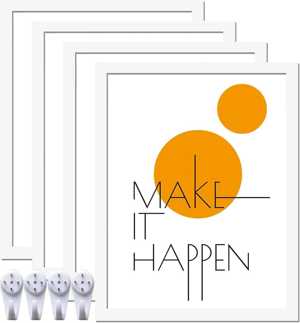 14x18 Picture Frame Set of 4, White 14 x 18 Frame High Transparent Wall Gallery Poster Canvas Photo Frames for 14 by 18 inches