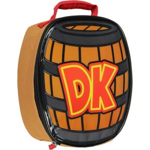 Nintendo Donkey Kong DK Barrel Shaped Insulated Lunch Bag Tote For Hot And Cold Food, Drinks, And Snacks