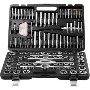 Tap and Die Set, 116-Piece Include Metric and SAE Size, Bearing Steel Taps and Dies, Essential Threading Tool for Cutting External Internal Threads, with Complete Accessories and Storage Case