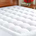 Mattress Pad Queen Size  Quilted Fitted Mattress Protector  Cotton Pillow Top Cover w/ 8-16" Deep Pockets  Thick, Comfy & Plush  Cooling, Breathable & Noiseless  Machine Washable  60 x 80(White)