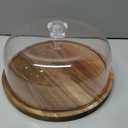LiTY Cake Stand with Lid, Acacia Wood 12in Round Cake Holder, 2-in-1 Dessert Table Display Set & Charcuterie Board for Cheese, Chips & Dips, Nachos, Fruit Platter, Large Acrylic Cake Dome Cover