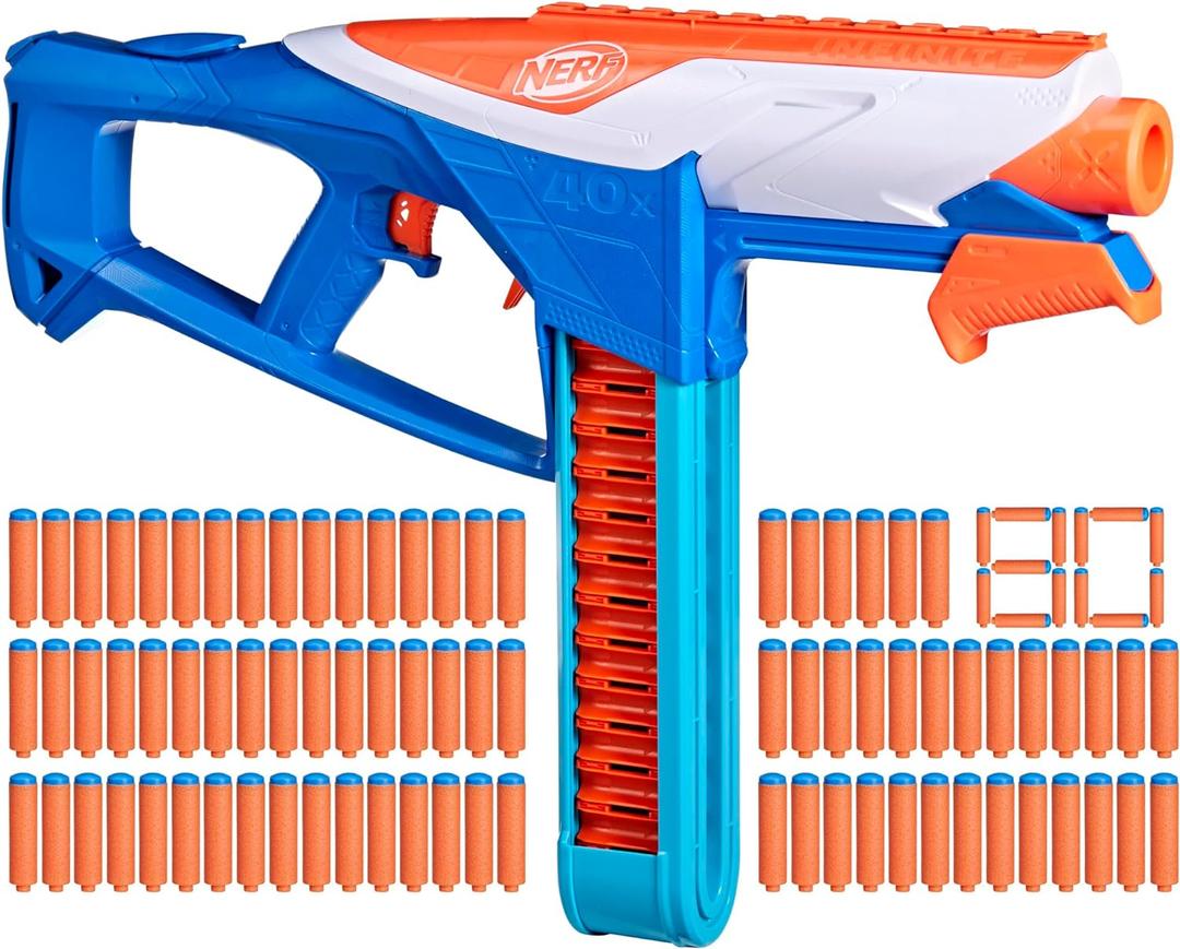 NERF N Series Infinite Dart Blaster, 80 N1 Darts Compatible Only N Series Blasters, 40 Dart Fast Load Battle Belt, Ages 8+