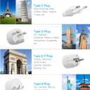 Kakyanill European Travel Plug Adapter, EU/UK/US Travel Plug Adapter Power Strip, 6 AC Outlets, 4 USB Ports (2 USB C), 3ft Wrapped Around Extension Cord, Universal Travel Adapter