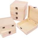 GNIEMCKIN 6 Pack Wooden Box, Unfinished Unpainted Wood Boxes for Crafts, DIY Projects, and Jewelry Storage (7x7x3 inch)