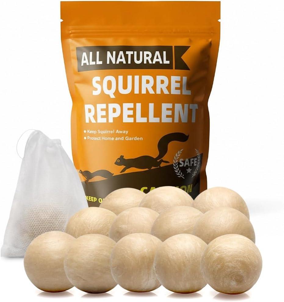 AJOQFKTD Squirrel Repellent Outdoor, Squirrel Deterrent for Garden, Chipmunk Repellent Outdoor, Squirrel Away, Squirrel Repellent for Attic/Trees/Yard,People/Pet/Plant Friendly-12Packs
